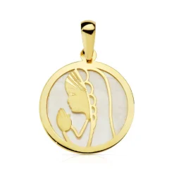 Medalla Virgen Niña Nácar Oro 18K