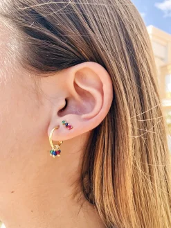 Pendiente Mini Amelie Multicolor Plata Dorada