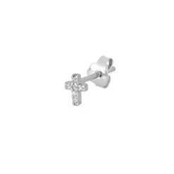 Pendiente Mini Croixed Circonitas Plata