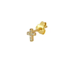 Pendiente Mini Croixed Plata Dorada