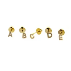 Pendiente Mini Letter Plata Dorada