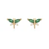 Pendiente Mini Libélula Verde Plata Dorada