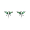Pendiente Mini Libélula Verde Plata