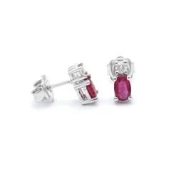 Pendientes Alina Rubí Diamantes Oro Blanco 18K