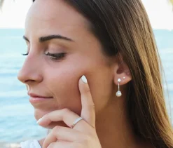 Pendientes Bisel Perlas Oro 18K