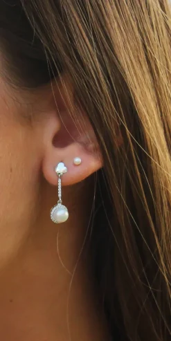 Pendientes Bisel Perlas Oro 18K