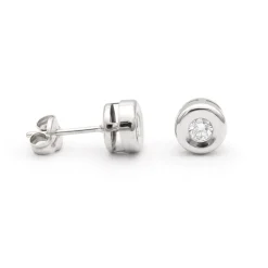 Pendientes Chatón 0,22ct Diamantes Oro Blanco 18K