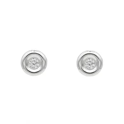 Pendientes Chatón Diamante Oro Blanco 18K