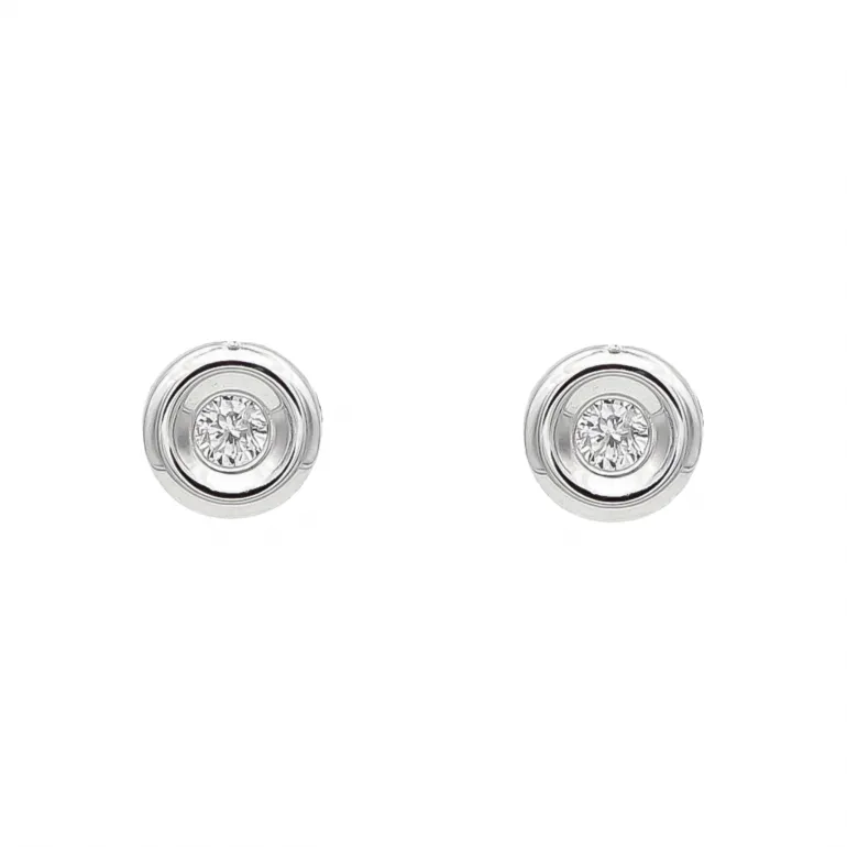 Pendientes Chatón Diamante Oro Blanco 18K