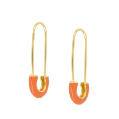 Pendientes Clip Naranja Plata Dorada
