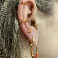 Pendientes Clip Naranja Plata