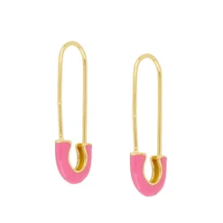 Pendientes Clip Rosa Plata Dorada
