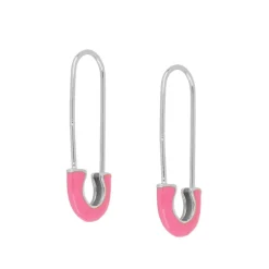 Pendientes Clip Rosa Plata
