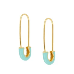 Pendientes Clip Turquesa Plata Dorada