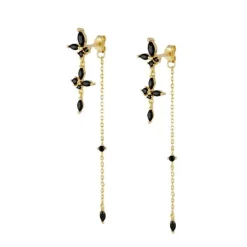 Pendientes Colette Black Plata Dorada