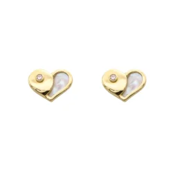Pendientes Corazón Nácar Oro 18K