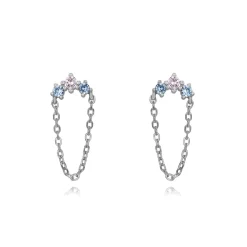 Pendientes Crystal Chain Plata