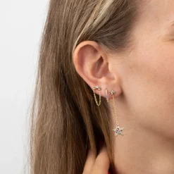 Pendientes Crystal Chain Plata Dorada