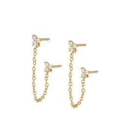 Pendientes Doble Dasa Chain Plata Dorada