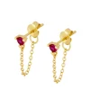 Pendientes Dunia Chain Fucsia Plata Dorada