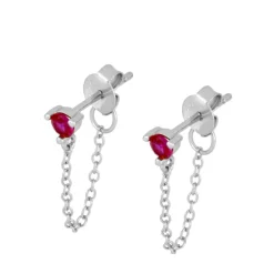 Pendientes Dunia Chain Fucsia Plata