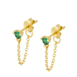 Pendientes Dunia Chain Verde Plata Dorada