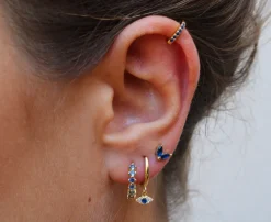 Pendientes Flea Blue Plata Dorada