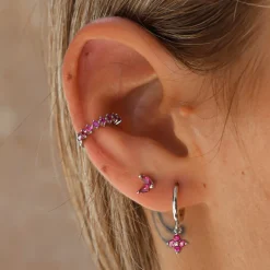Pendientes Flea Fucsia Plata