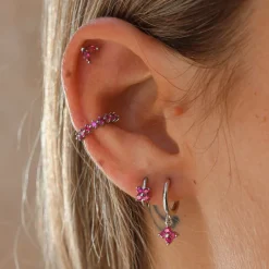 Pendientes Flea Fucsia Plata