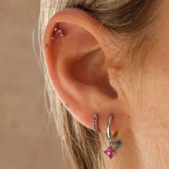Pendientes Flea Fucsia Plata