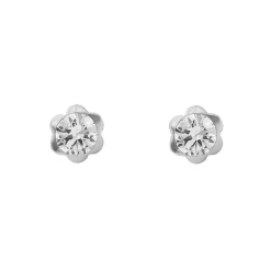 Pendientes Flor Oro Blanco 18K