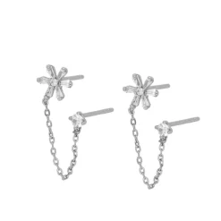 Pendientes Flower Chain Plata
