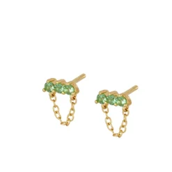Pendientes Green Chain Plata Dorada