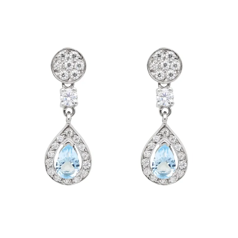 Pendientes Leire Topacio Azul Oro Blanco 18K