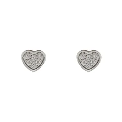 Pendientes Mini Heart Oro Blanco 18K