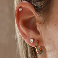 Pendientes Mini Heart Oro Blanco 18K