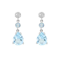 Pendientes Olympia Diamantes Topacio Azul Oro Blanco 18K