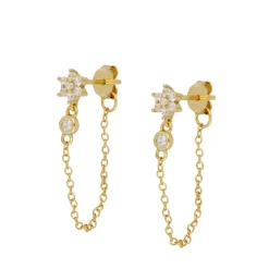 Pendientes Rosette Chain Plata Dorada