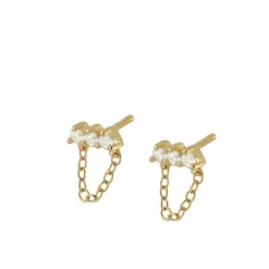 Pendientes White Chain Plata Dorada