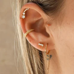 Pendientes White Chain Plata Dorada