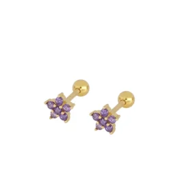 Piercing Estrella Polar Lila Plata Dorada