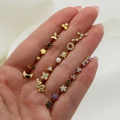 Piercing Vela Lila Plata Dorada