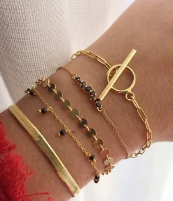 Pulsera Acra Espinelas Plata Dorada