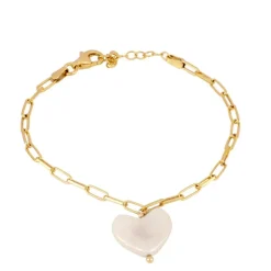 Pulsera Heart Pearl Plata Dorada