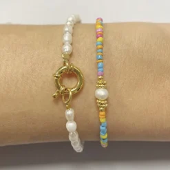 Pulsera Henia Perla Plata Dorada