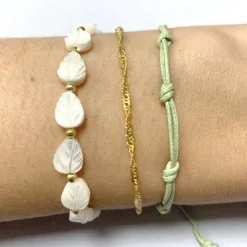 Pulsera Hoja Nácar Plata