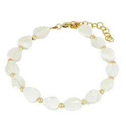Pulsera Hoja Nácar Plata Dorada