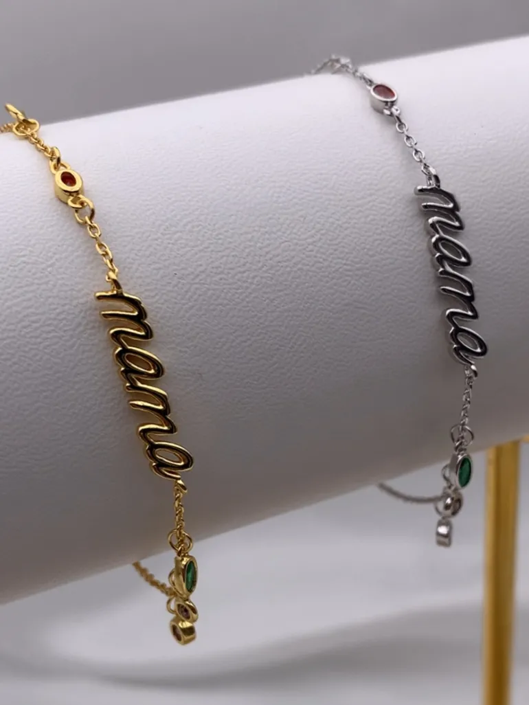 Pulsera Mama Colores Plata Dorada