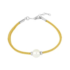 Pulsera Perla Hilo Beige Plata