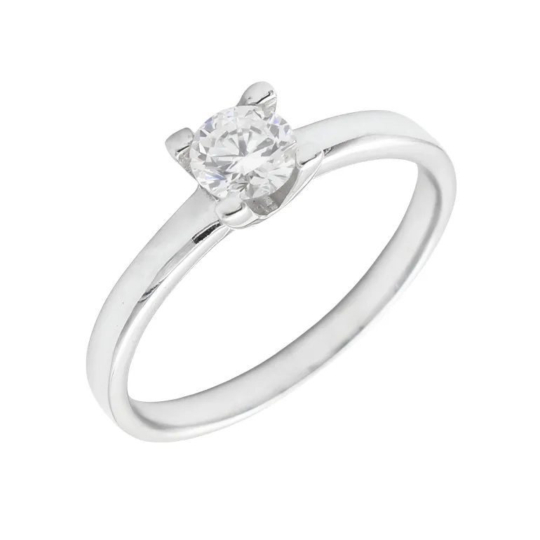 Solitario Donna Diamante 0,37ct F-SI IGI Oro Blanco 18K